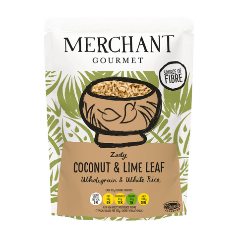 Merchant Gourmet Zesty Coconut & Lime Leaf Wholegrain & White Rice (6x250g)