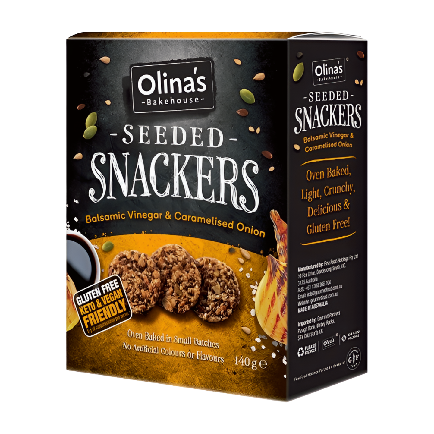 Olina's Bakehouse Balsamic & Caramelised Onion Seeded Snackers (6x140g)