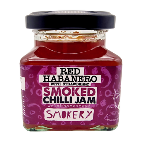 Welshhomestead Smokery Red Habanero & Strawberry Smoked Chilli Jam (6x128g)