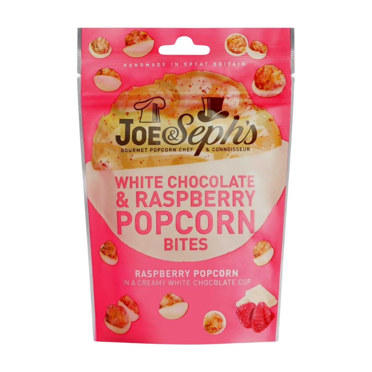 Joe & Seph's White Chocolate & Raspberry Popcorn Bites (14x63g)